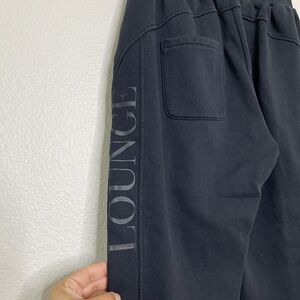 Lounge Apparel Joggers Pants SMALL Black Sweatpant Fleece Lined Logo Rope Tie